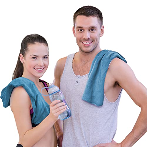 Image of Sassoon Microfiber Gym Towel (Set of 2, Teal) in 450 GSM for Men & Women Super Soft Towel, Fast Drying & Light Weight Ultra Absorbent Sports Towels, Use for Body and Face During Work & Travel
