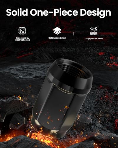 GAsupply Black Lug Nuts, 1/2-20 Closed End Bulge Acorn Lug Nuts 3/4 inch 19mm Hex 1.38 inch Tall 60 Degree Conical Seat