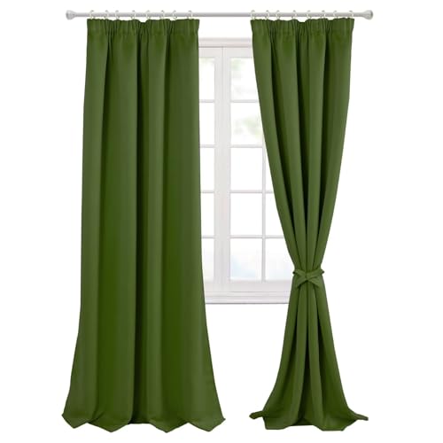 Hiasan Pencil Pleat Blackout Thermal Insulated Curtains, Bedroom and Living Room with Tiebacks