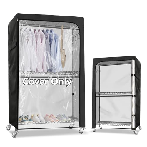 Garment Rack Cover,Storage Shelf & Clothes Rack Cover,600D Heavy Duty Waterproof Clothing Rack Cover with Zipper for Storage Rack,Cover Only 36