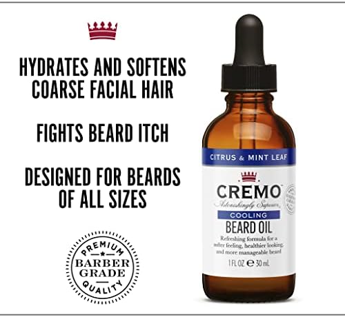 CREMO - Cooling Beard Oil For Men | Natural Oils | Citrus & Mint Leaf Fragrance| 30ml