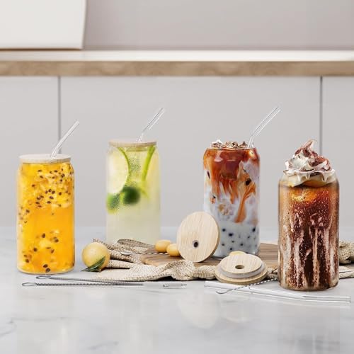 Image of Round Wave Cola Mug Can Sipper with Straw - 530ml Reusable Aesthetic Glass Tumbler for Juice, Milk, Smoothies, Iced Coffee, Tea, Water & More - Durable Drinking Cup (cococola with lid)