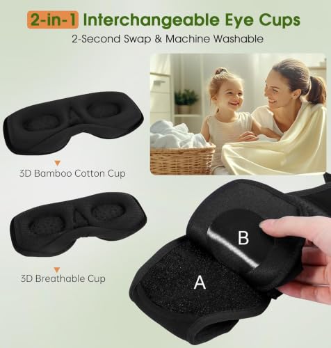 LC-dolida 2-in-1 3D Bamboo Cotton Blackout Sleep Mask w/ Bluetooth Headphones (3 colors) - image 3
