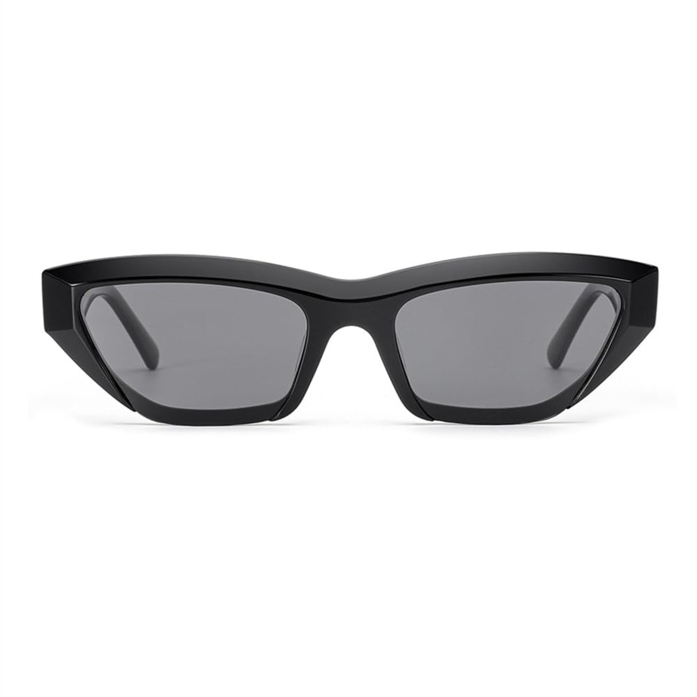 Abgeschrägter Acetat-Cat-Eye-Sonnenbrillen-Outfit für Damen, polarisierte Sonnenbrille für Herren, glänzendes Schwarz