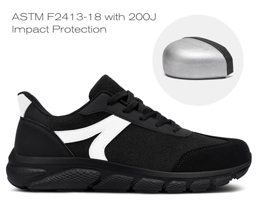 Image of LARNMERN Slip On Steel Toe Work Shoes Men's Slip Resistant Safety Sneaker Lightweight Comfortable Shoe
