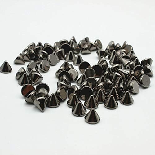 SUPVOX 100pcs 10mm Acrylic Bullet Spike Cone Studs, Beads, Sew On, Glue On, Stick On, DIY Garments, Bags Shoes Embellishment (Black)