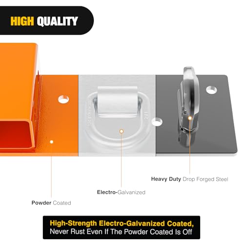 Image of Nilight 3 /8 inch Tractor Bucket Grab Hooks with 1 /2 inch Tie Down Ring and 2 inch Receiver Grade 70 Forged Steel Bolt-On for John Deere Compact Tractor Bucket RV UTV Truck Max 4700LBS, Orange