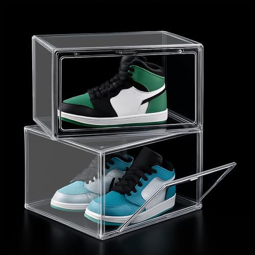 Image of Story@Home Stackable Sneaker Box Transparent - Pack of 2 | Shoe Storage Box for Sneakers Fits Upto Size 13 | Dustproof Sneaker Display Case Organizer | DIY Space-Saving Shoe Organizer - Transparent