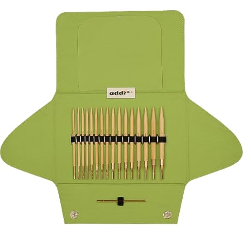 Image of skacel by addi addiClick Interchangeable Knitting Needles Set, Circular Needle Kit with Bamboo Tips and Nylon Cords