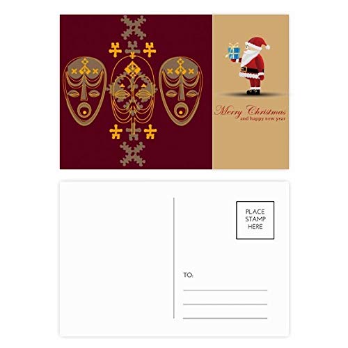 Cartes postales masque de religion rouge Père Noël lot de 20 à offrir ou partager