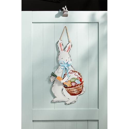 Image of Mud Pie Tin Bunny Door Hanger; 26 inch x 14 1 /2 inch