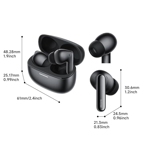 Image of XIAOMI REDMI Buds 8 Pro Wireless Earbuds, Black, Adaptive Noise Cancelling up to 55dB, Hi-Res Audio with LDAC, 35H Battery, Dolby Atmos, IP54, Bluetooth 5.4