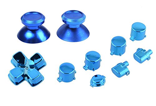 Chrome BLUE PS4 Controller Button Kit Repair Mod Thumbsticks (Metal) Dpad, Share, PS Button, & More Playstation 4 Dualshock 4