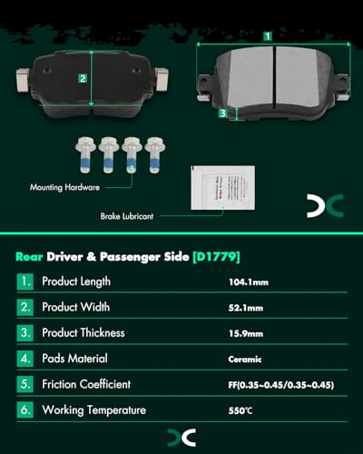 Image of SCITOO D1779-9008 Disc Brake Pads Sets Rear Ceramic Brake Pads w /Hardware