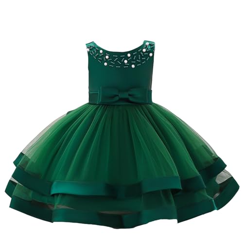 Robe fille fleurie vert foncé de princesse pour bébé de 0 à 3 mois idéale pour fête de mariage
