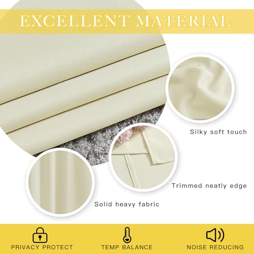 NICETOWN Room Darkening Beige Curtain 80 inch Length, Grommet Thermal Insulated Doorway Drape Blackout Curtain Sound Reducing for Bedroom/Living Room, 1 Panel, W46 X L80
