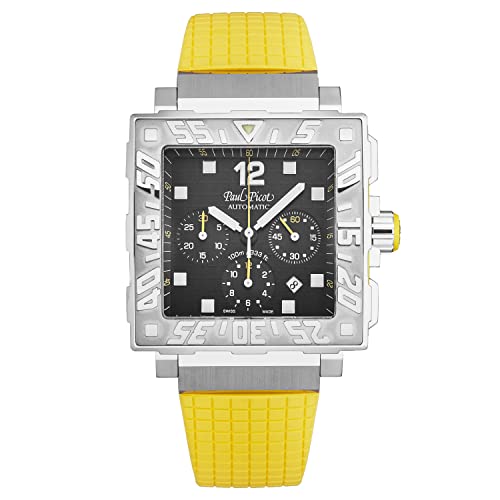 Paul Picot Men's 'C-Type' Chronograph Black Dial Yellow Rubber Strap Automatic Watch P0830.SG.5601.3301