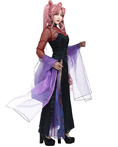 miccostumes Women's Black Lady Chibiusa Tsukino Cosplay Costume Dress with Shawl (L, Multicolored)