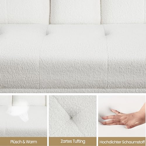 Yaheetech Schlafsofa für max. 3 Personen Gästebett Couch Sofa mit Schlaffunktion Tagesbett Bettsofa Schlafcouch Sofabett Polstersofa bis 350 kg belastbar Elfenbeinen – Bild 7