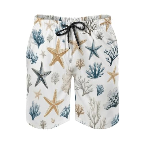 Beach Swim Trunks for Men, Casual Soft Mesh Lining Board Shorts with Pocket, Summer Quick Dry Beach Shorts
