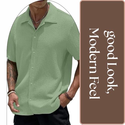 Image of COMBRAIDED Men's Slim Fit Half Sleeve Polycotton Casual Shirt - Solid Pattern, Hip Length
