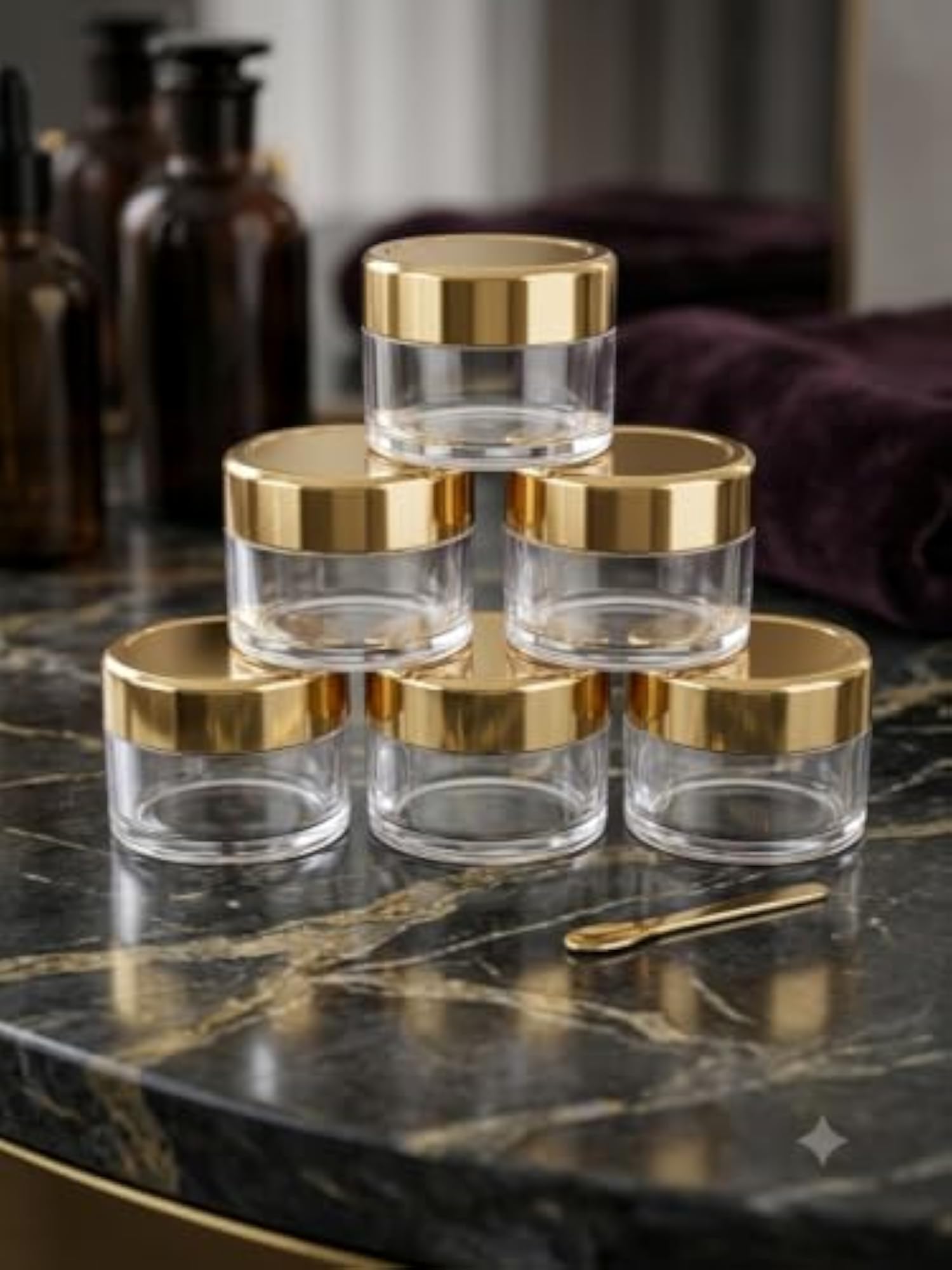 Acrylic Utility Jar with Golden Cap for Cosmetics