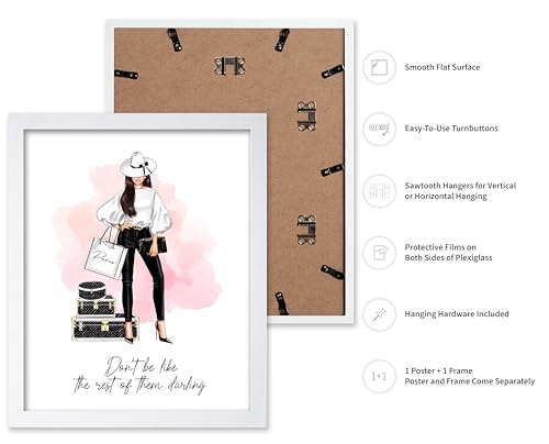 Image of Poster Master Don't Be Like The Rest of Them Darling Poster - Fashion Print - Positive Quote Art - Trendy Art - Gift for Women & Fashionista - Decor for Bedroom or Girls Room, 8x10 White Framed