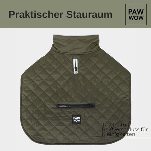 PAW WOW Fritz Hundemantel | Hundejacke mit Bauchschutz und Klettverschluss | Hundejacke Winter für kleine und mittelgroße Hunde (Olive, S)