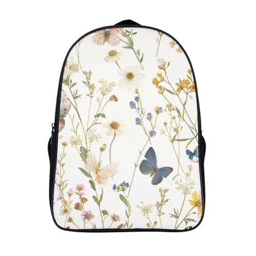Mochila de lienzo de poliéster resistente con diseño de mariposa colorida