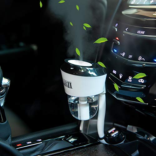 Car Humidifier Essential Oil Diffuser with Dual USB Charger Adapter, Portable Auto Shut-Off