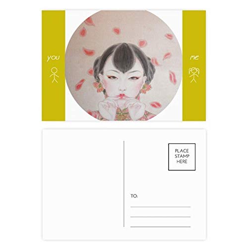 Jeu de cartes postales chinoises 20pcs rouge brillant 5.7 x 3.8 pouces