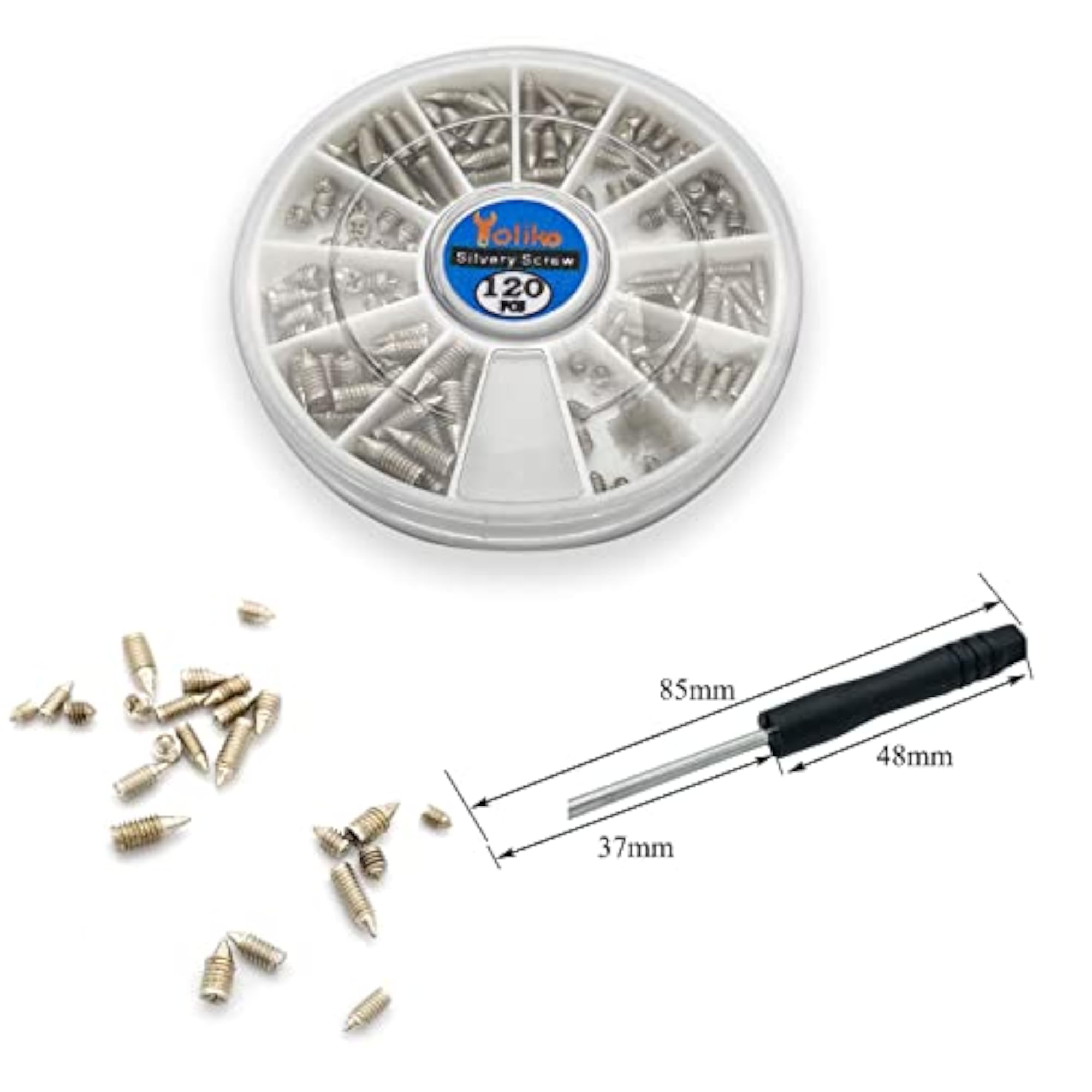 Nickel Plated Tip Screws, 120 pcs, Leather Accessories