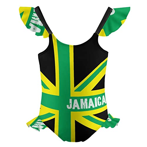 Jamaica Jamaican Kingdom Flag Cute Girl's One Piece Swimsuit Ruffles Adjustable Straps Sport Bathing Suit Beach Swimwear