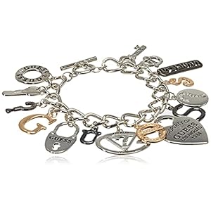 GUESS-Basic-Mixed-Metal-Logo-Charm-Toggle-Charm-Bracelet GUESS "Basic Mixed Metal Logo Charm Toggle Charm Bracelet