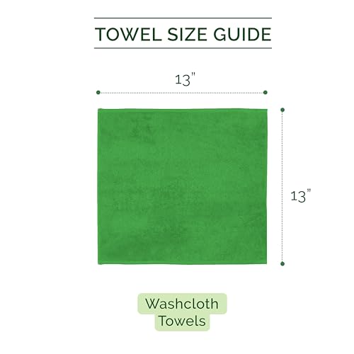 Image of Elegant Comfort 100% Turkish Cotton Corduroy Ribbed Luxury Washcloths 6 Pack Soft 13 x 13 Inch - Higly Absorbent, Durable, Quick Dry, Spa Premium Hotel Quality for Bathroom or Travel, Emerald Green