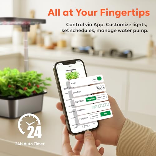 Image of owltron Smart Hydroponics Growing System Kit,15 Pods Indoor Herb Garden with 36W LED Grow Light & APP Control, Planting Height Up to 30 inch, Quiet Water Pump, Ideal Gift for All Ages