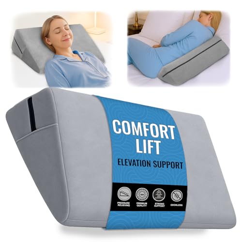 sokoro Bed Wedge Pillow for Sleep Apnea, GERD Acid Reflux Snoring Relief, Pregnancy Side Sleeper Pillow for Adults Seniors Neck Pain Back Sleeping, Leg Elevation Pillows for After Surgery Gifts, Grey