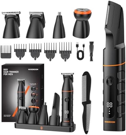5-IN-1 Intimrasierer Mann, MAXGROOM Körperrasierer Herren mit Ladestation, IPX6 Wasserdicht Rasierer Herren Elektrisch für Intimbereich, Körper, Bart, Achseln, Hoden und Leisten, 1
