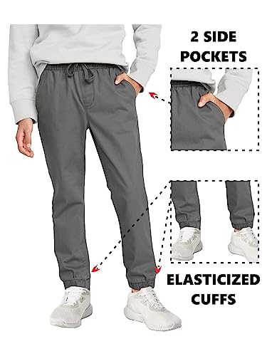 2-Pack Boy's Slim Fitting Cotton Stretch Classic Twill Joggers3