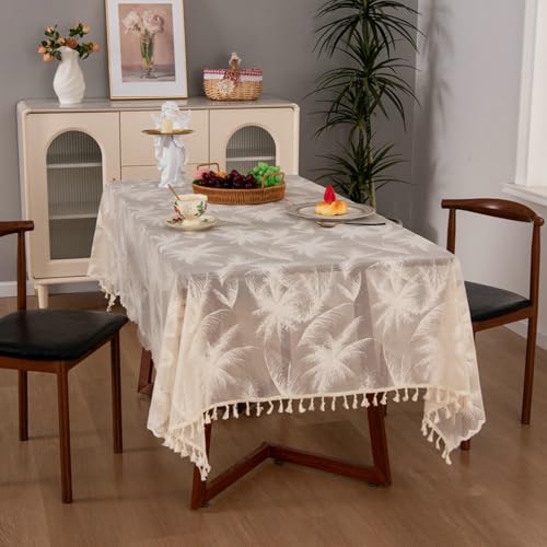 Nappe rectangulaire beige infroissable pour sublimer une table usée