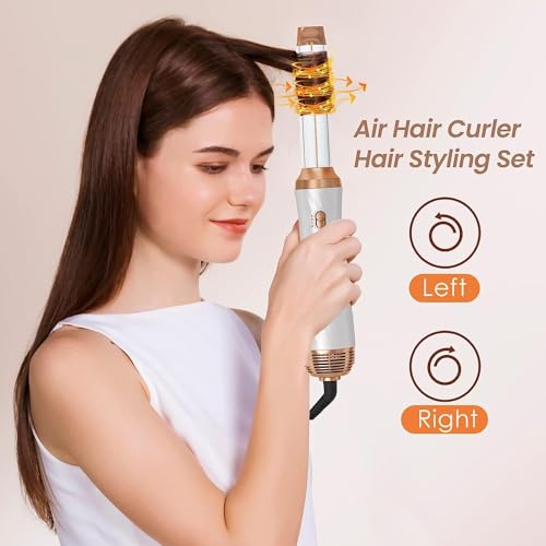 6 in One Hair Dryer Brush, Upgrade Blow Dryer Brush Hot Air Brush, Curly Twist Curling Iron Brush Air Curler Air Styler Wrap, Negative Ion Brush Blow Dryer Hot Brush Styler, Travel Hair Styling Tool