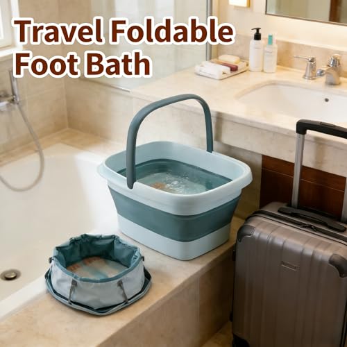 Bañera Plegable para Pies con Masaje y Asa Verde miniatura 3
