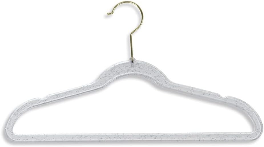 10-Pack Hangers Transparent Acrylic Plastic Hanger Children Adult Hanger Curved Curve Dry and Wet Dual Use Hangers for Clothes Non Slip (Silver 35.5cm)
