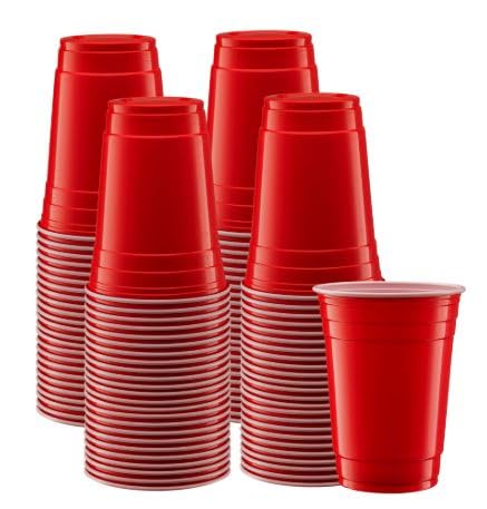 Hot n Fresh 50 x Red Plastic Cups 16oz 473ml Strong Reusable Drinking Cups for Parties BBQ Weddings Catering Picnic Beer Pong American Style Tumblers