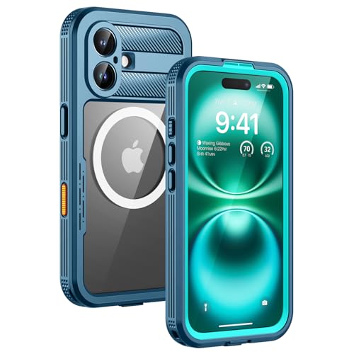 Lanhiem Magnetic for iPhone 16 Plus Waterproof Case, Blue