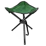 Camping Hocker Falthocker Angelhocker Inkl. Tragegurt Campingstuhl Dreibeinhocker 110kg Campinghocker Faltbar (Grün)