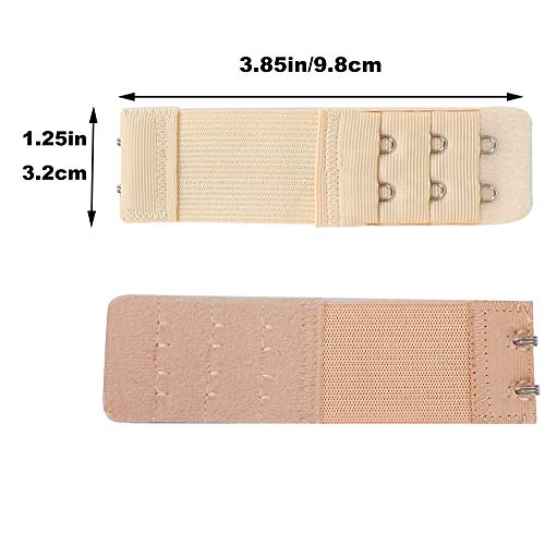 12 Pieces Bra Extenders 2 Hooks 3 Rows Elastic Bra Band Hook Strap Women's Stretchy Bra Extension Strap Soft Bra Lingerie Extension Bra Accessories for Women Lady