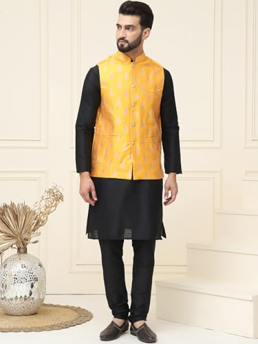 Image of SOJANYA (Since 1958 Men's Silk Blend Kurta Pyjama With Nehrujacket Set