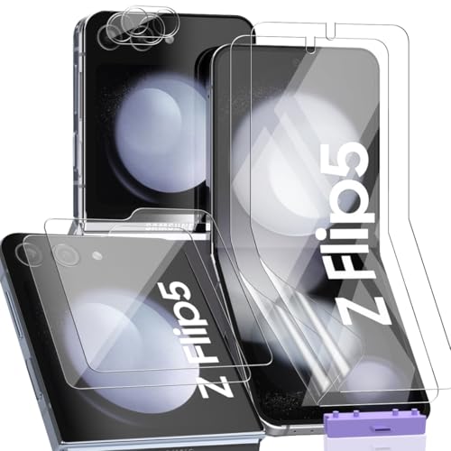 Zerrshoo Protecteur d'écran pour Samsung Galaxy Z Flip 5, Protection Flexible et Verre Trempé Protection Arrière et d'objectif Arrière Protecteur [2+2+2...