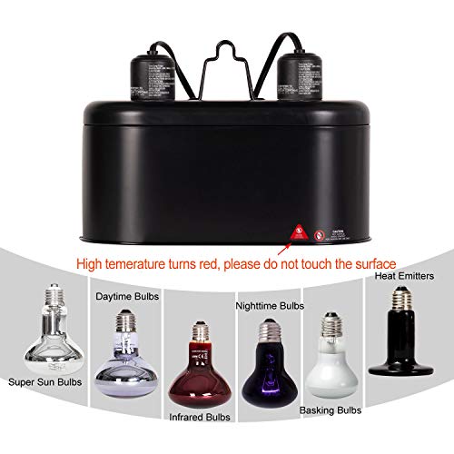 WACOOL Reptile Fixture Deep Dome Dual Lamp Fixture, Optical Reflector Lampshade for Tropical Desert Reptile Heat Lamp… - Image 7